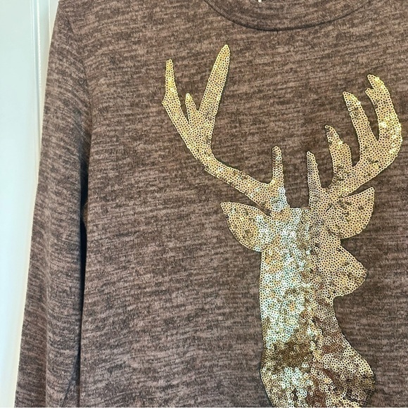Adorable sequin deer sweatshirt / sweater - soft, fully lined, size XL - Picture 2 of 7